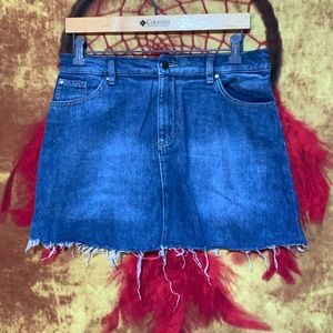DIVIDED H&M-women’s blue cotton denim cut-off mini jean skirt